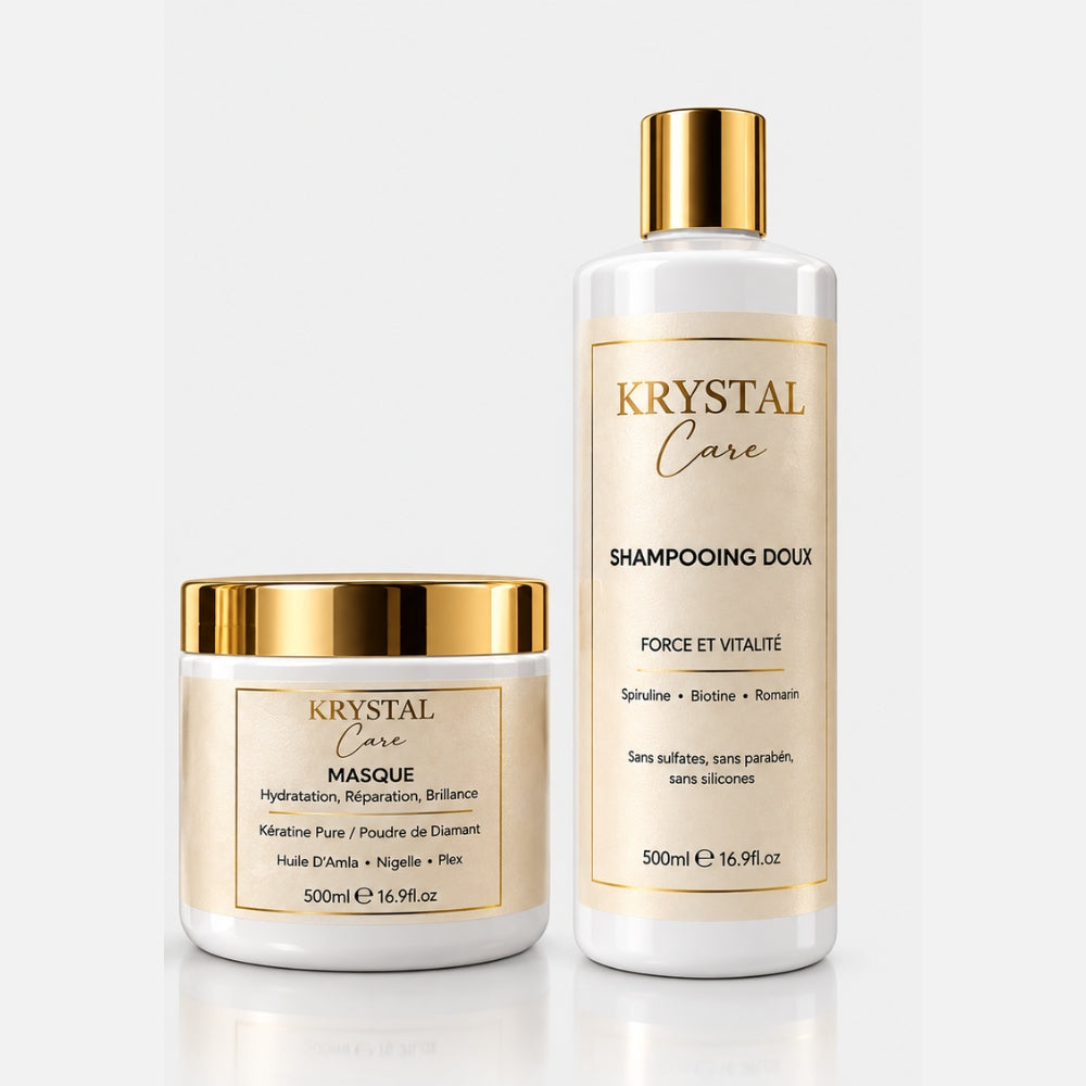 Kit entretien lissage - KRYSTAL CARE - Shampoing + Masque